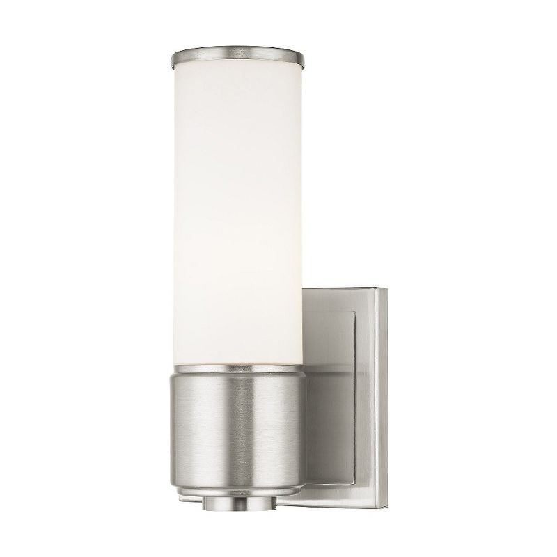 Polished Nickel Vanity Light with Satin Opal Glass