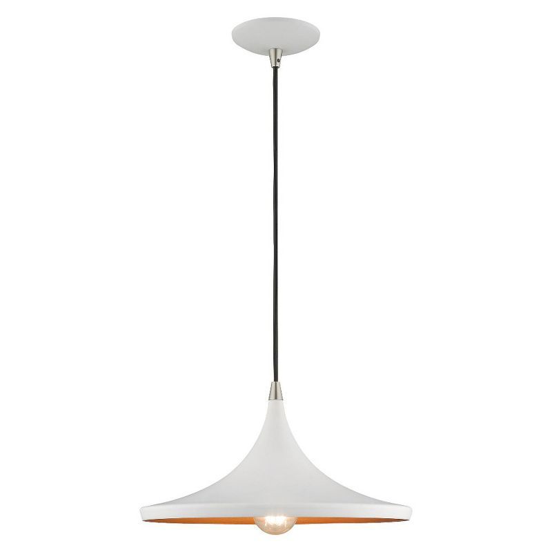 White Aluminum Mini Pendant Light with Gold Interior