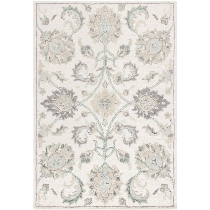 Elegant Ivory Hand-Tufted Wool Rectangular Rug 4' x 6'