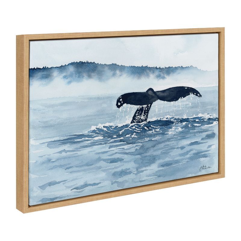 Natural Framed Whale Watching Canvas Print, 27" x 22"