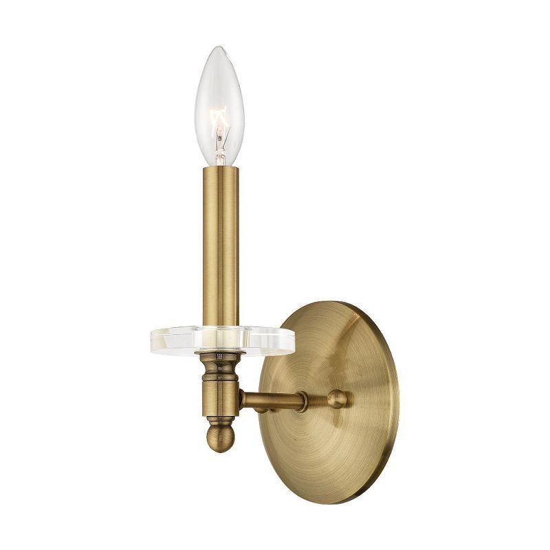 Antique Brass 1-Light Sconce with Clear Crystal Shade