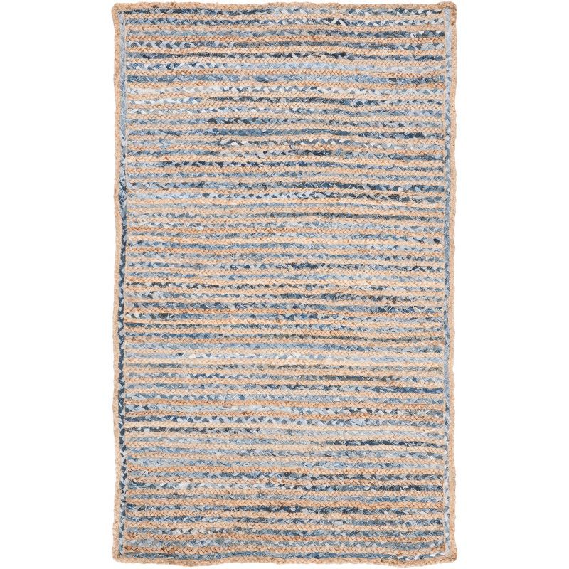 Cape Cod Natural and Blue Handmade Jute Area Rug 3'x5'