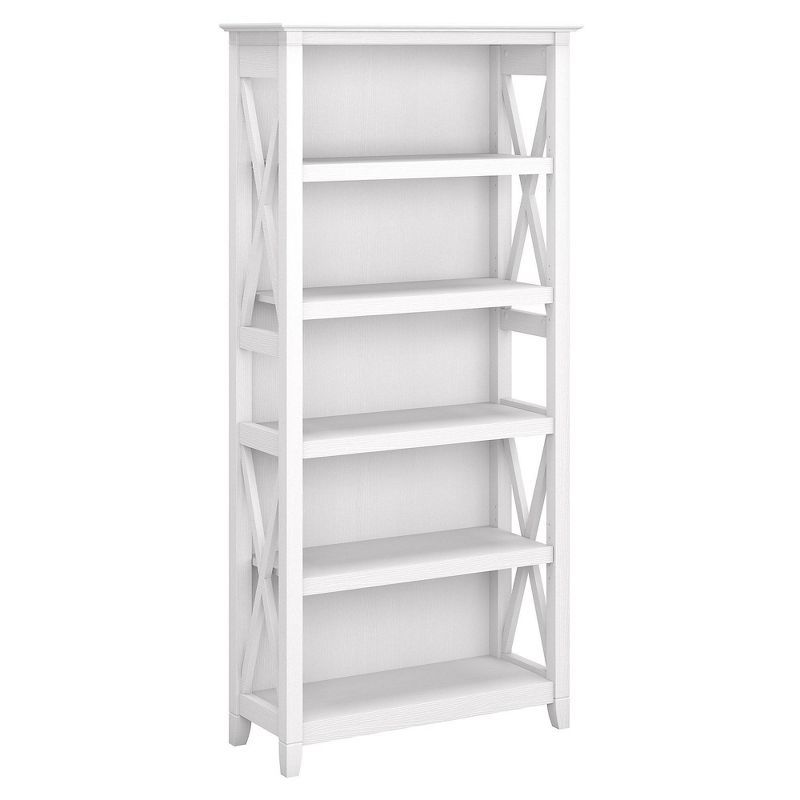 Pure White Oak 5-Shelf Adjustable Bookcase with X-Sides