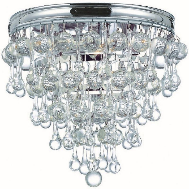 Calypso 3-Light Polished Chrome Crystal Flush Mount