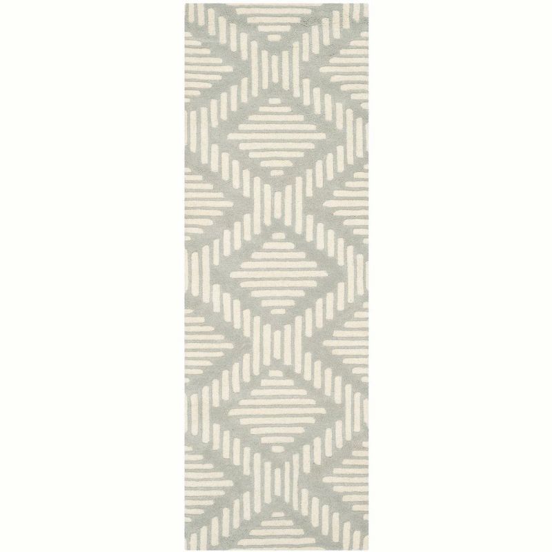 Elegant Grey and Ivory Hand-Tufted Wool Area Rug