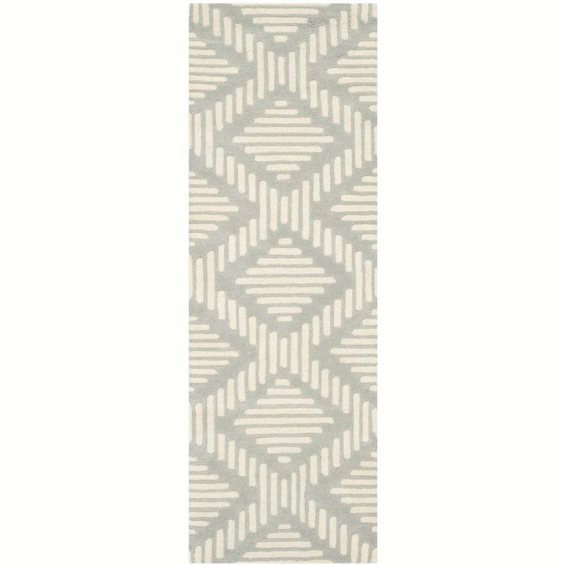 Elegant Grey and Ivory Hand-Tufted Wool Area Rug