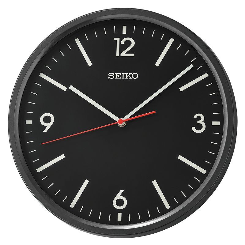 Seiko 12-Inch Metallic Black Modern Wall Clock