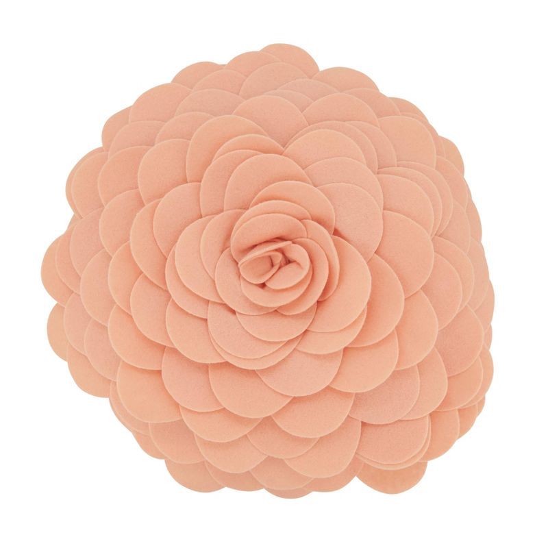 Peach Flower Design Round Throw Pillow