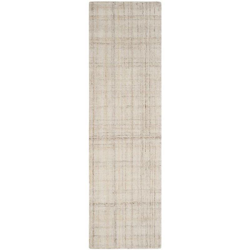 Ivory and Beige Handmade Wool Abstract Area Rug, 2' x 3'