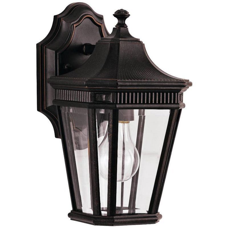 Cotswold Lane Grecian Bronze 1-Light Outdoor Lantern with Clear Beveled Glass