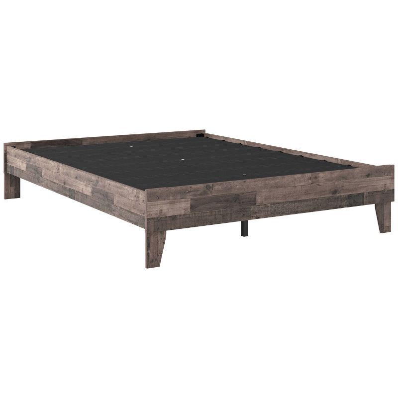 Rustic Gray Queen Platform Bed with Wood Frame