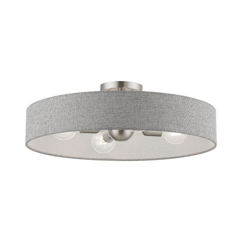 Elmhurst Modern 4-Light Brushed Nickel & Shiny White Drum Semi-Flush Mount