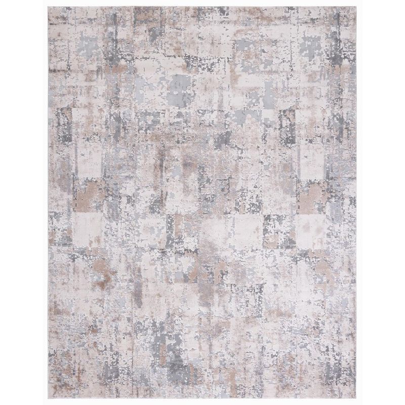 Gray and Beige Abstract 8' x 10' Synthetic Area Rug