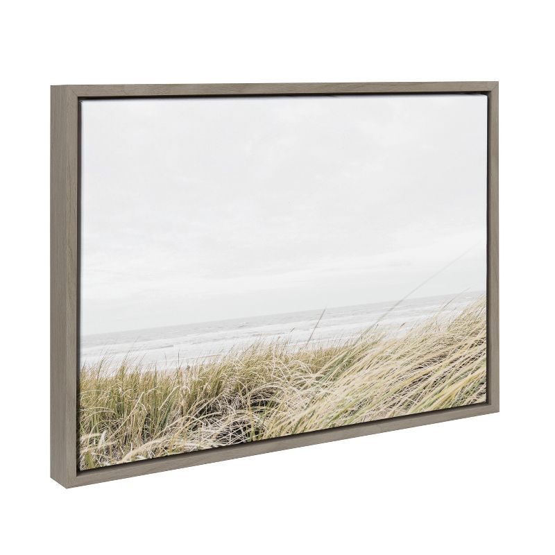 East Beach Coastal Canvas Print with Gray Frame