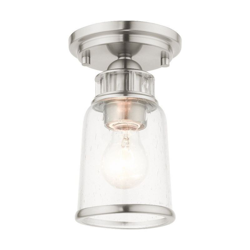 Brushed Nickel and Clear Glass 1-Light Flush Mount