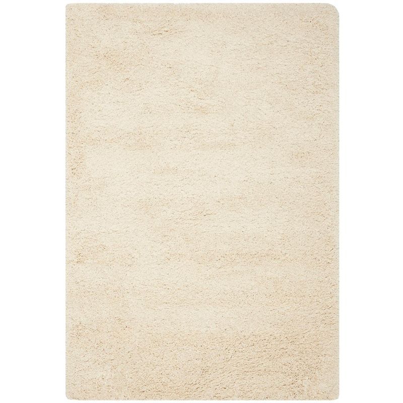 Ivory Hand-Knotted Shag Area Rug 5'3" x 7'6"