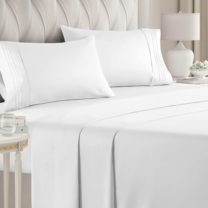 Queen White Microfiber Deep Pocket Bed Sheet Set