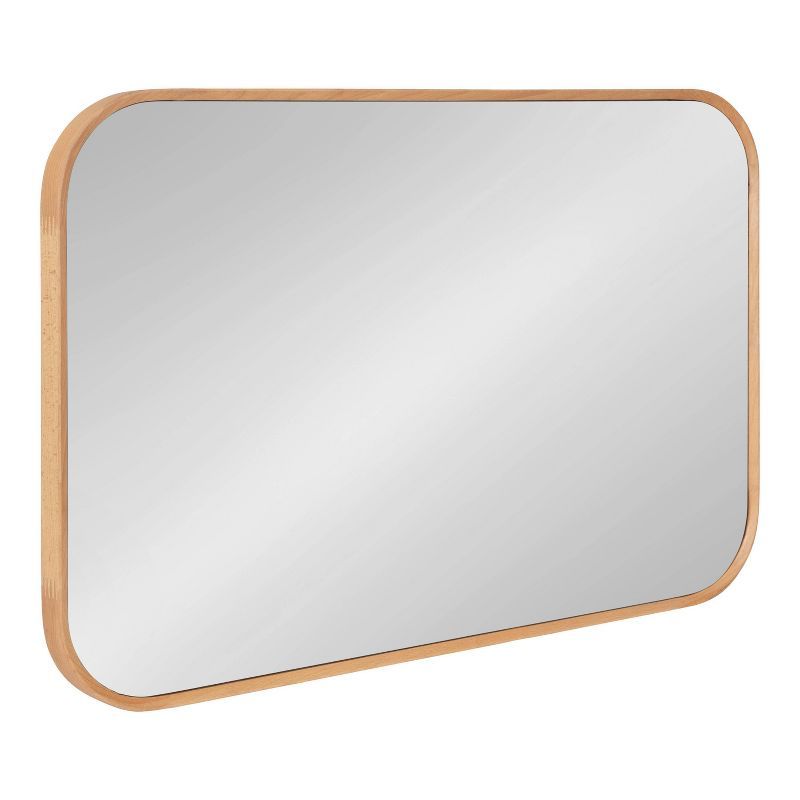 Scandinavian Inspired Natural Wood Rounded Rectangular Wall Mirror