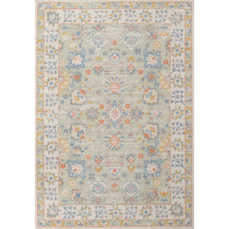 Anatolia Light Blue Wool and Nylon Medallion Rug 2' x 3'