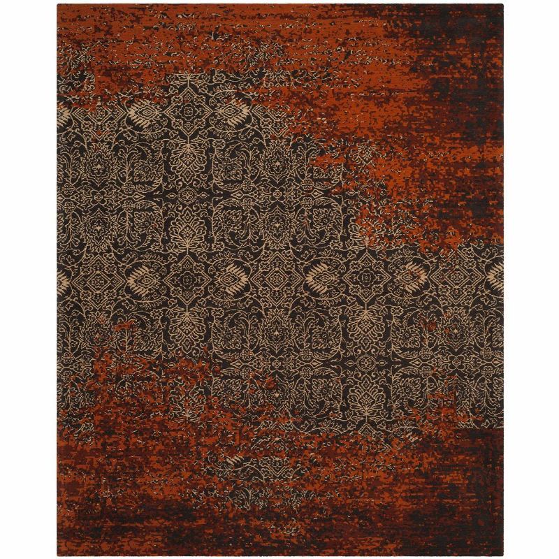 Rust and Brown Distressed Vintage 6'x9' Area Rug