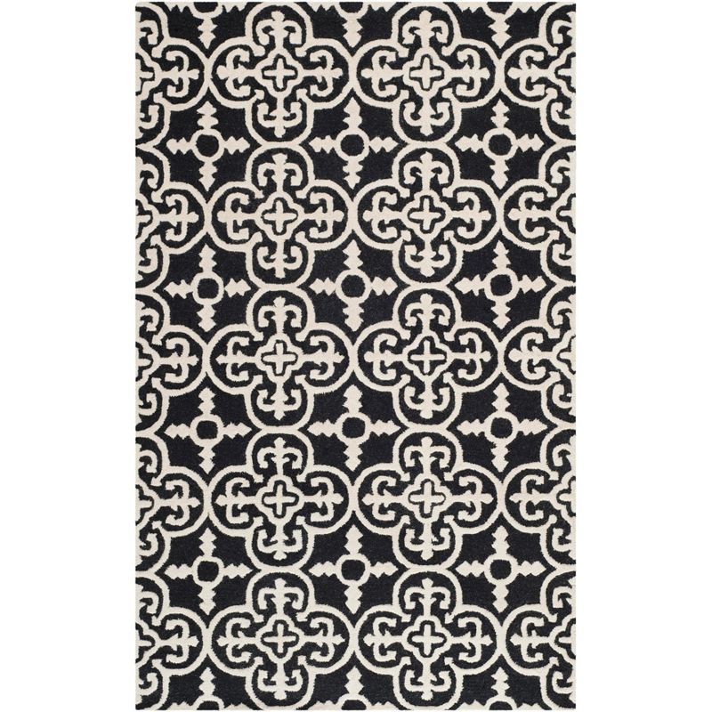 Cambridge Black/Ivory Hand-Tufted Wool Area Rug 5' x 8'