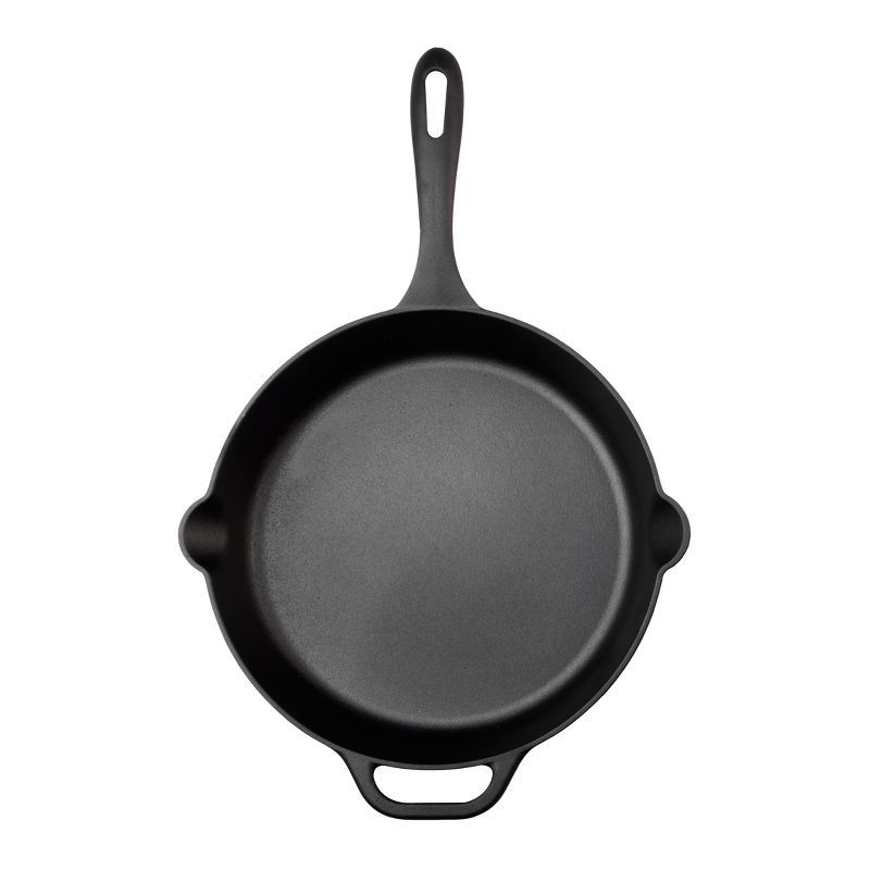 Victoria Black 12" Pre-Seasoned Cast Iron Skillet with Helper Handle