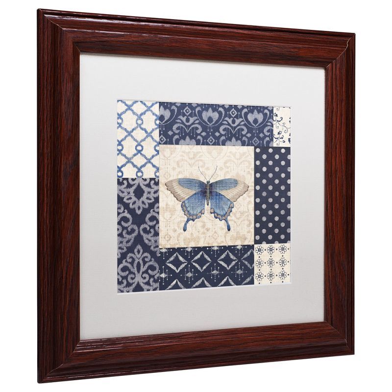 Indigo Nature Butterfly Canvas Art with Wood Frame