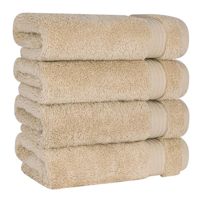 Premium Beige Turkish Cotton 4-Piece Hand Towel Set