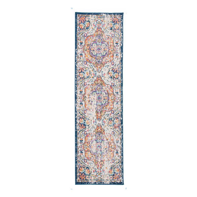 Multicolored Distressed Bohemian Runner Rug in Synthetic Fiber