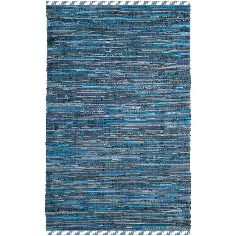 Coastal Charm Blue & Multi Handwoven Cotton Rag Rug - 5' x 8'