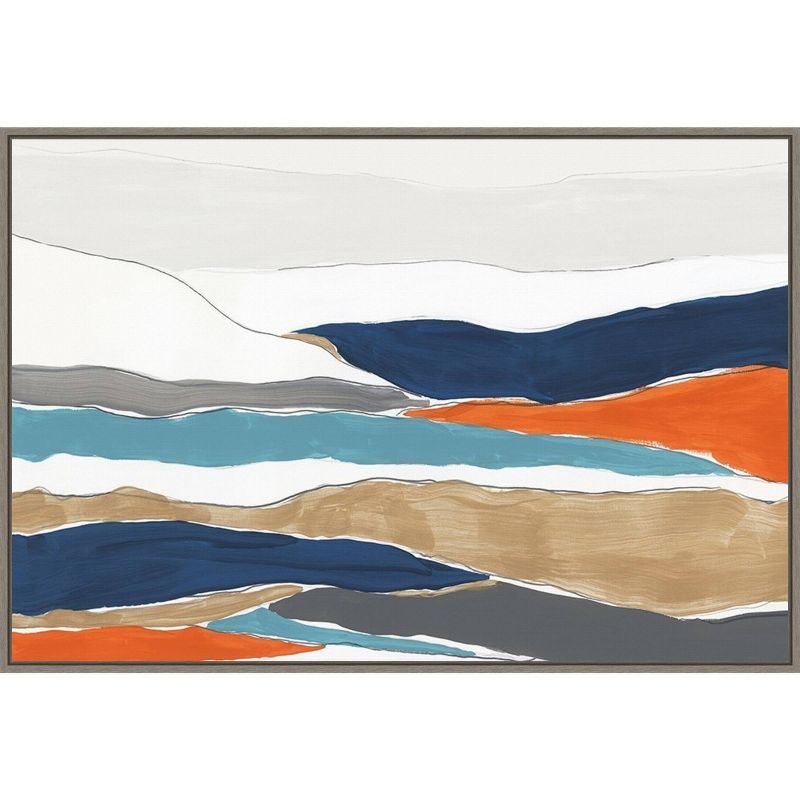 Orange and Blue Abstract Landscape Canvas Wall Art