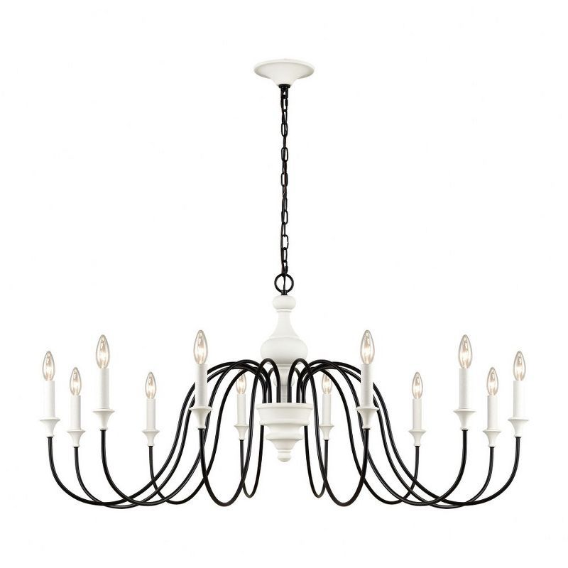 Val de Loire 12-Light White and Black Metal Chandelier