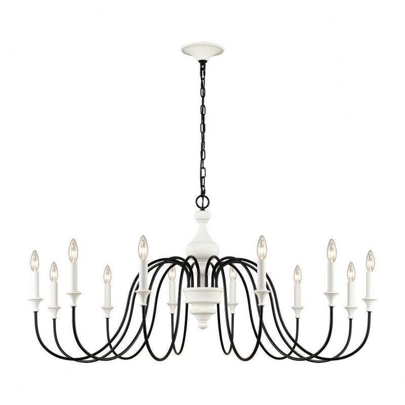 Val de Loire 12-Light White and Black Metal Chandelier