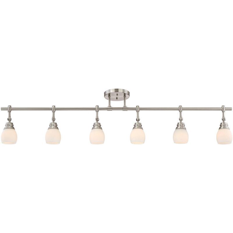 Elm Park Brushed Nickel 6-Light Adjustable Track Fixture with Glass Shades