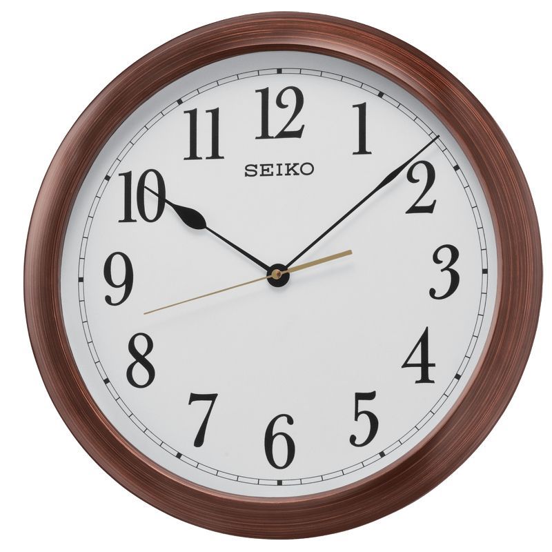 Seiko 16" Brown Wooden Finish Wall Clock with Arabic Numerals