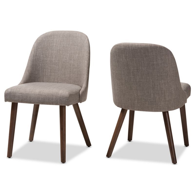 Light Grey Upholstered Parsons Side Chair with Walnut Wood Legs