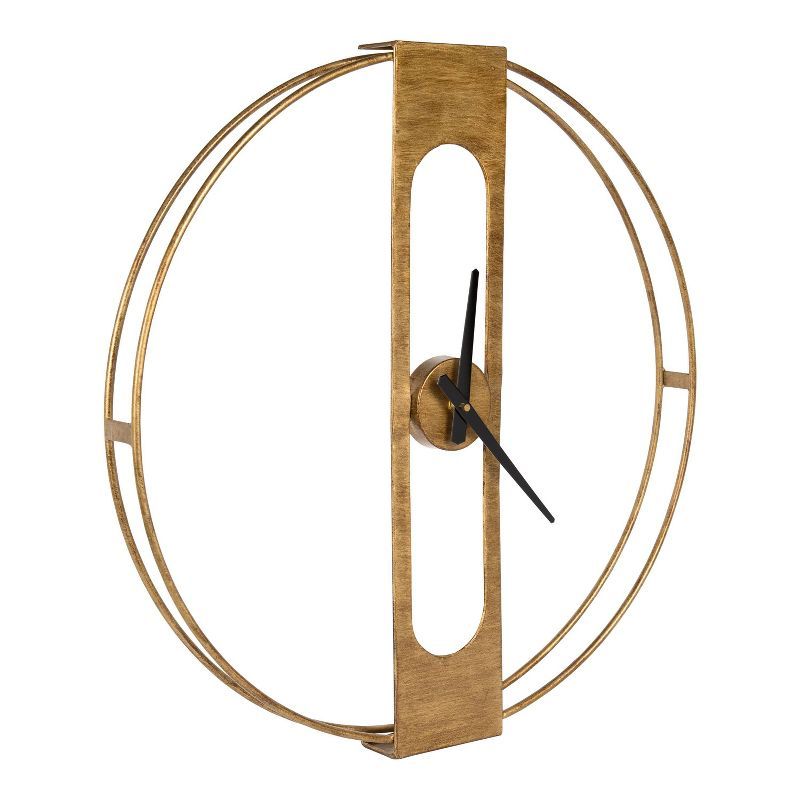 22" Gold Metal Numberless Wall Clock with Black Hands