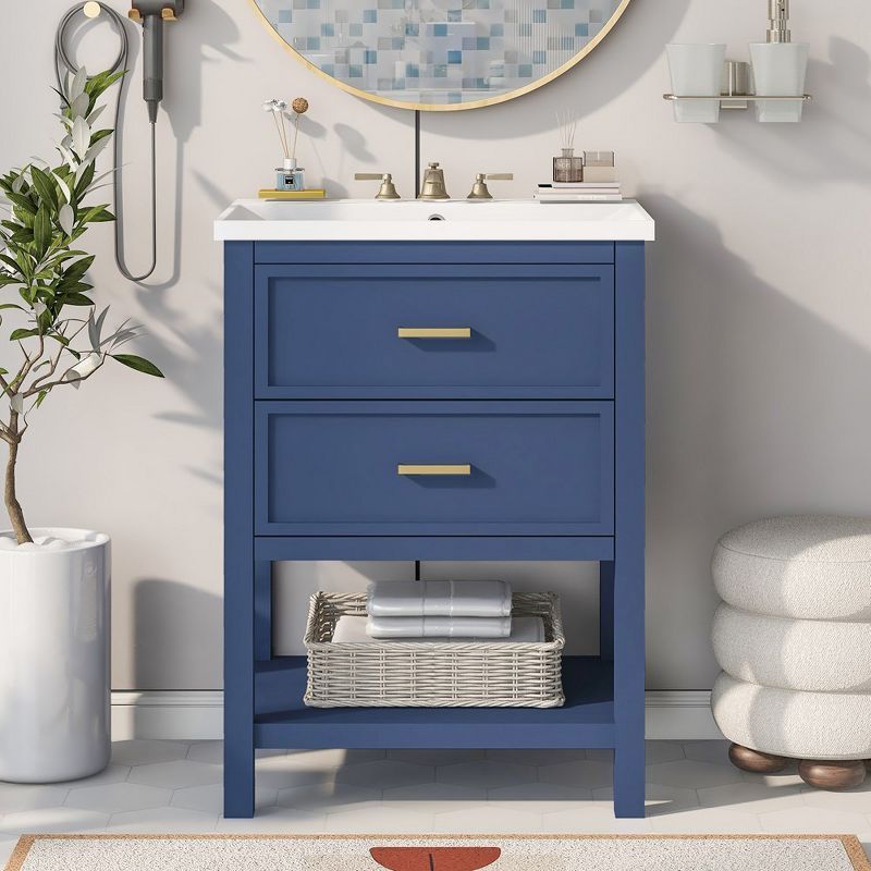 24'' Blue Porcelain Sink Vanity with MDF Cabinet