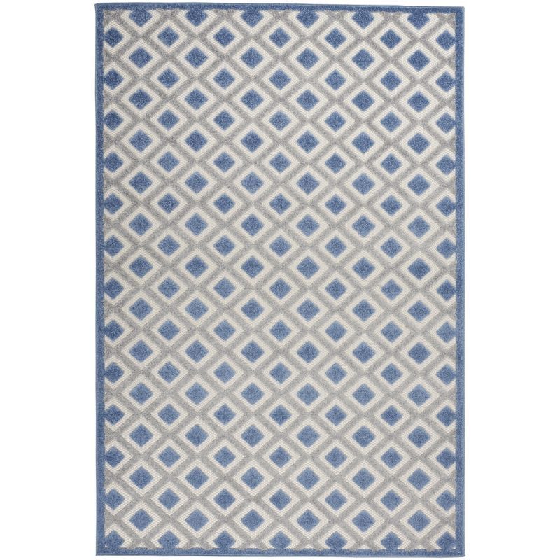 Modern Diamonds 6' x 9' Blue/Grey Synthetic Outdoor Rug