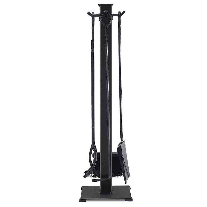 Black Wrought Iron 5-Piece Fireplace Tool Set with Stand