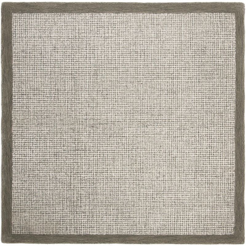 Ivory Abstract Tufted Wool Square Rug 6'x6'