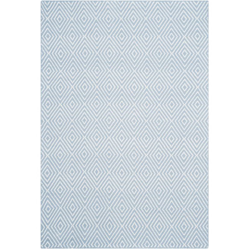 Handmade Light Blue and Ivory Wool Area Rug 4' x 6'