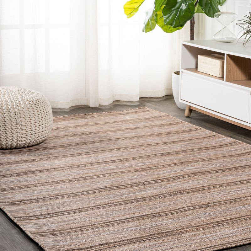 Coastal Charm Brown/Natural Stripe Synthetic 8' x 10' Rug