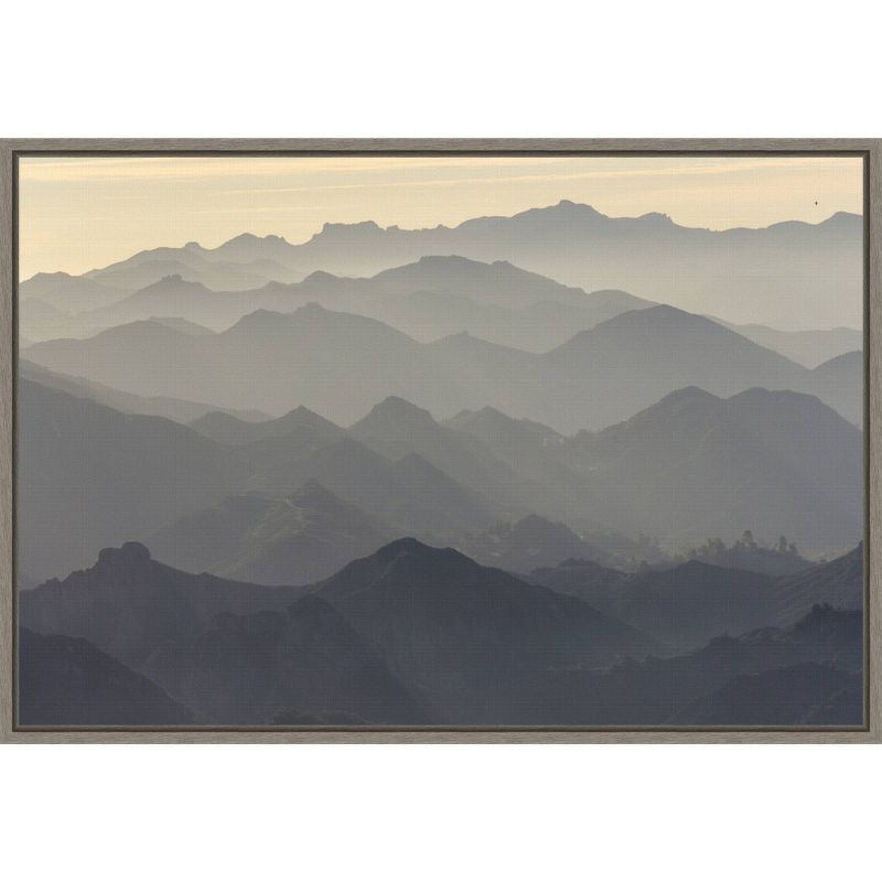 23" x 16" Graywash Framed Canvas Print of Santa Monica Mountains