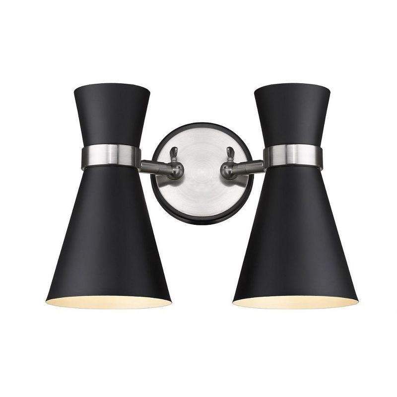 Soriano Matte Black and Brushed Nickel Twin Sconce