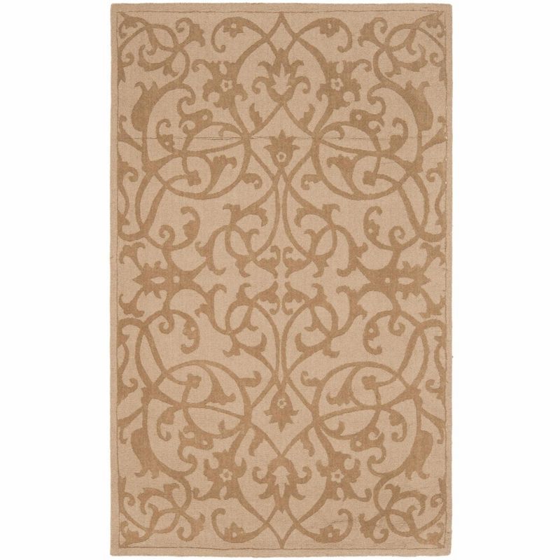 Light Brown Hand-Tufted Wool Rectangular Area Rug