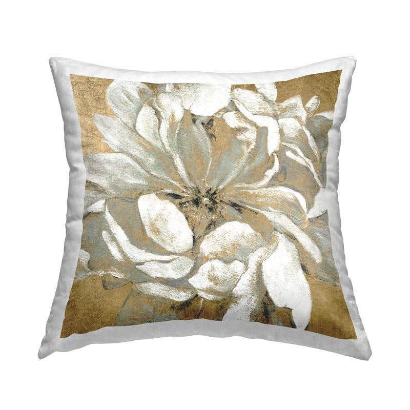 Abstract White Magnolia Blossom Decorative Square Pillow