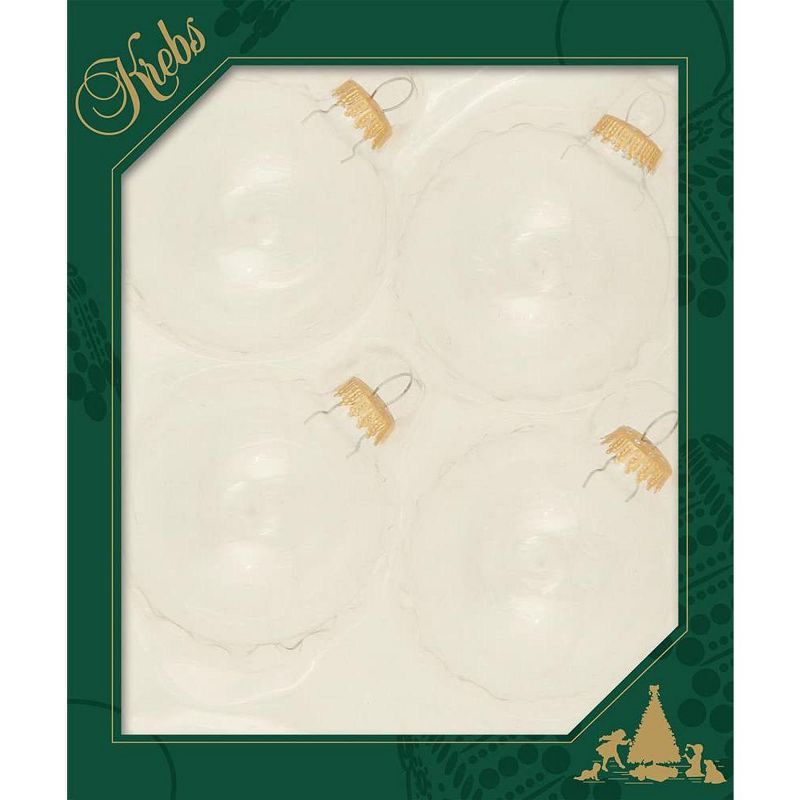 Clear Glass Christmas Ornaments with Gold Caps, Set of 4