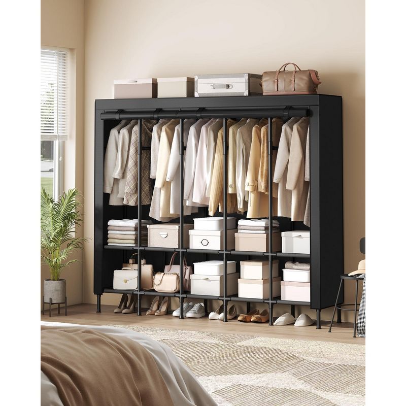 Ink Black Large Portable Wardrobe Closet with Fabric Cover