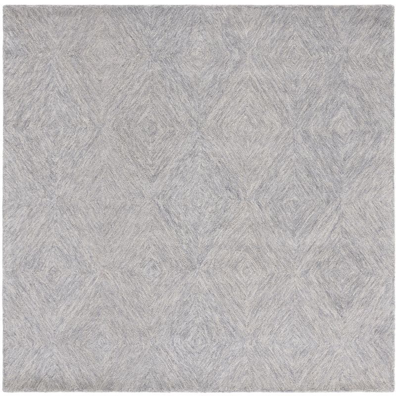 Classic Gray Square Hand-Tufted Wool Area Rug - 6' Elegance